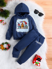 Happy Christmas Party Baby Boys Hooded Sweatshirt Set