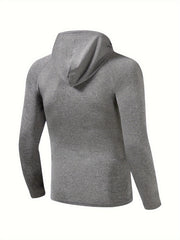 Men's Casual Sports Hoodie Long Sleeve T-shirt for Fitness Gym Workout