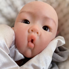 Realistic Newborn Baby Doll Pink Hoodie Soft Silicone Full Body Reborn Doll