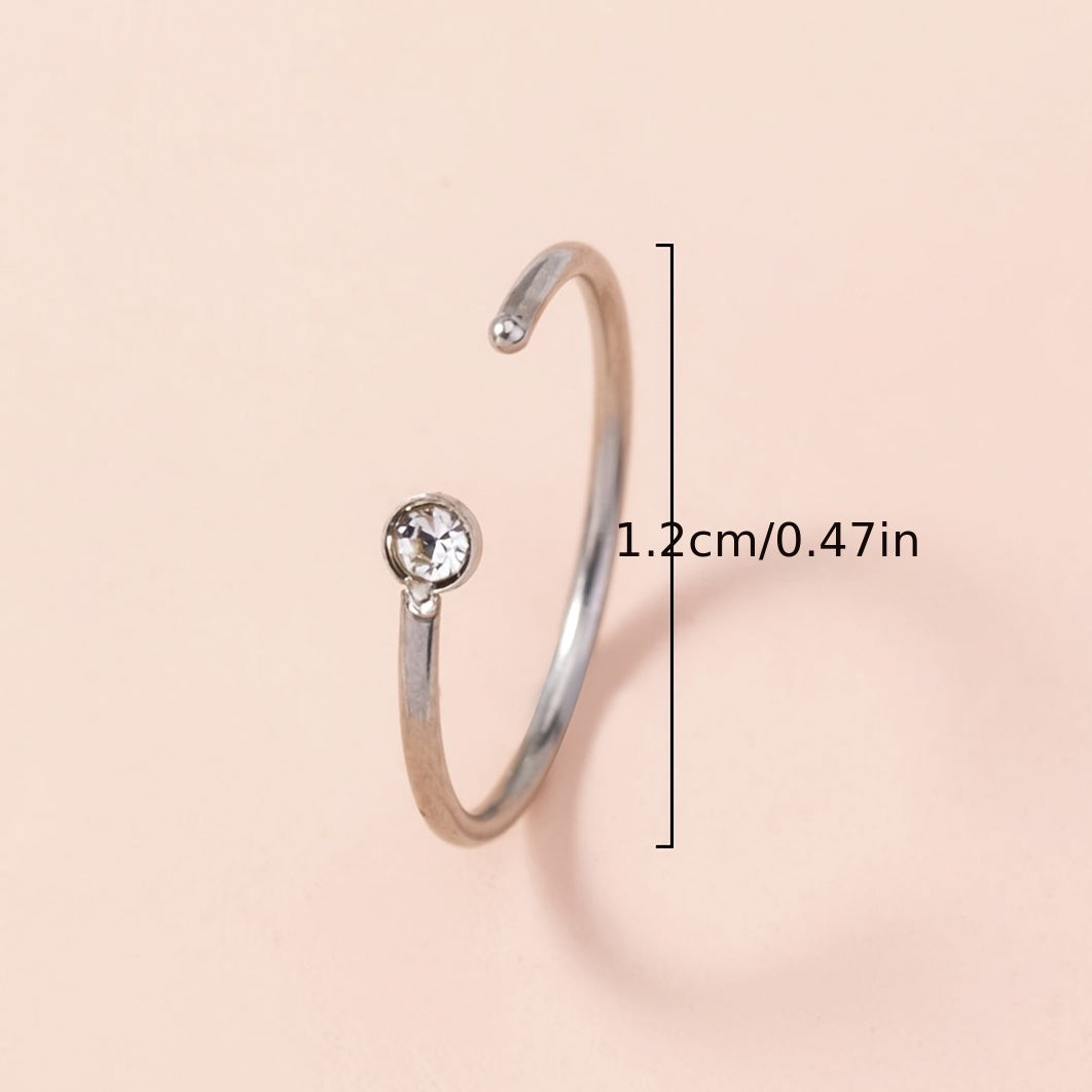Zircon Nose Ring Stainless Steel Cartilage Body Piercing Jewelry