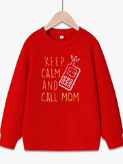 Fun Phone Call & Mom Pattern Sweatshirt For Girls