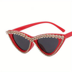 Rhinestone Cat Eye Sunglasses Stylish Triangle Frame Glasses UV400