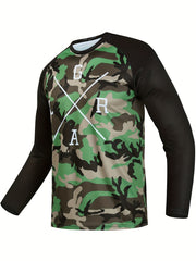 Camouflage Men's Raglan Long Sleeve Motorcycle T-shirt