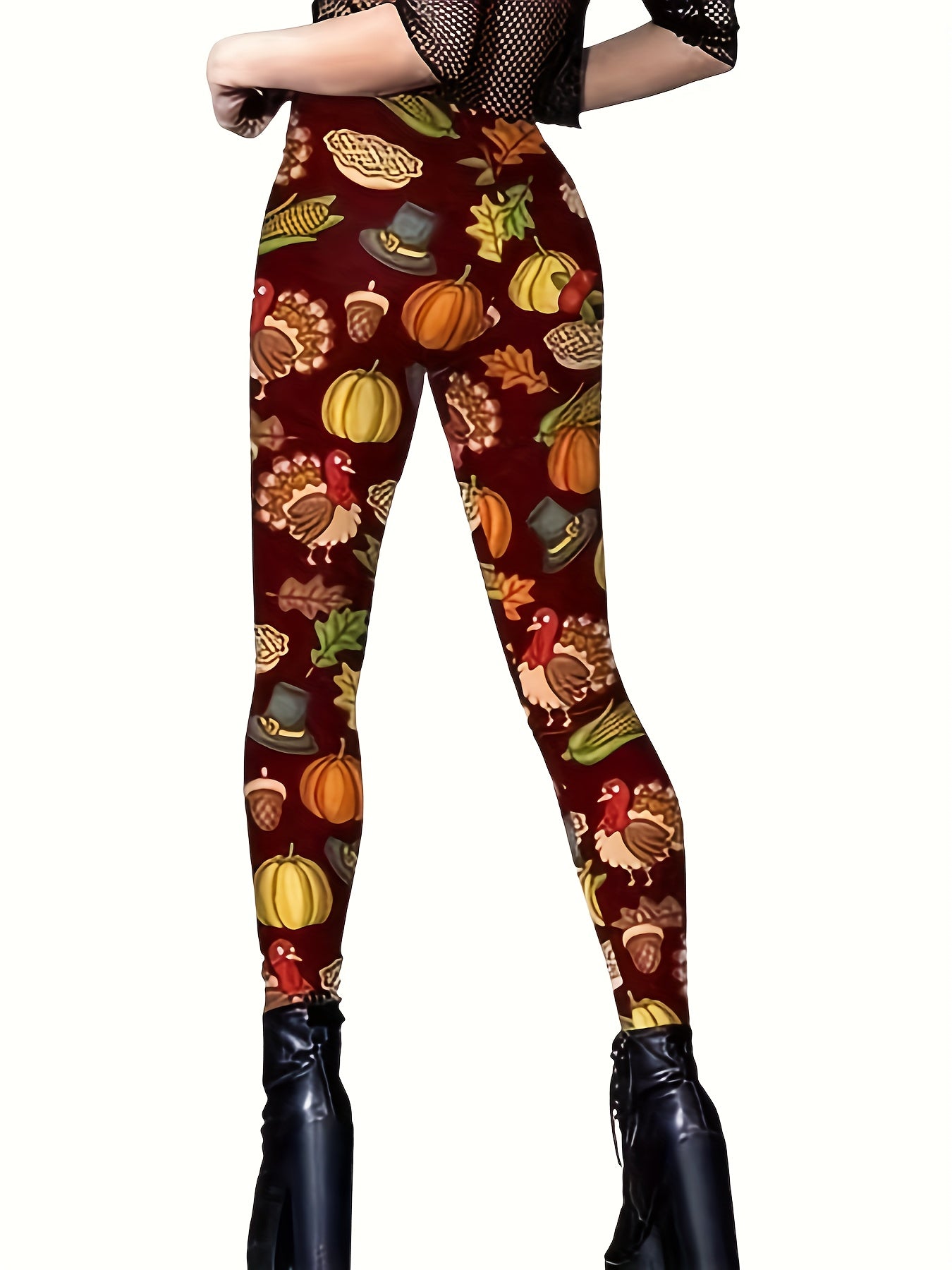 Pumpkin & Chicken Yoga Pants High Stretch Halloween Sporty Trousers
