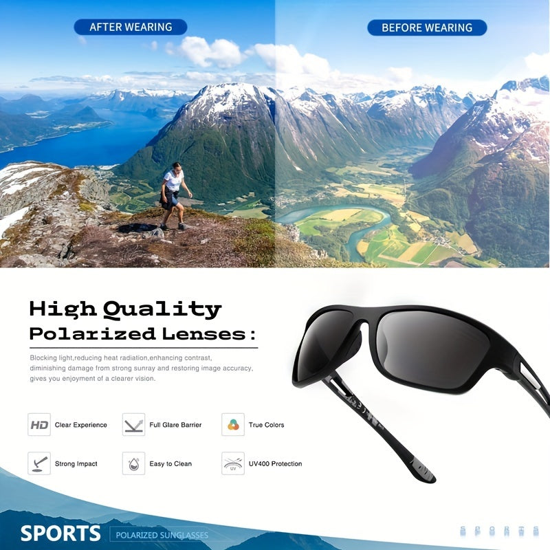 Men's Polarized Sports Sunglasses UV400 Protection for Outdoor Activities