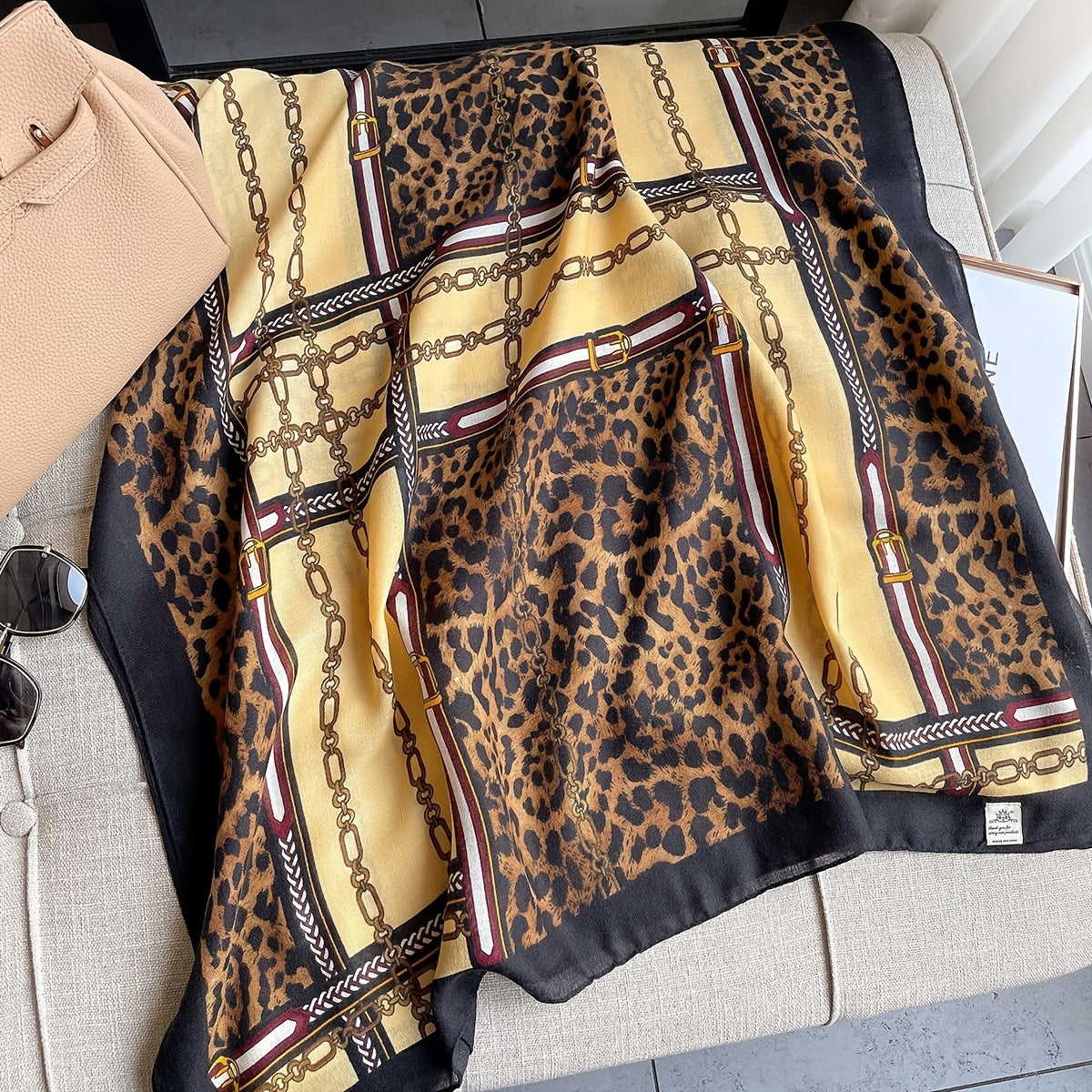 Leopard Chain Print Scarf Shawl Soft & Breathable Women Turban Hijab