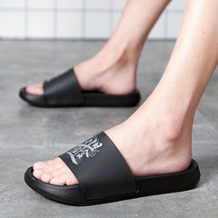 Men's Chinese Char. Pattern Slides Soft Non Slip Slippers for Indoor/Outdoor