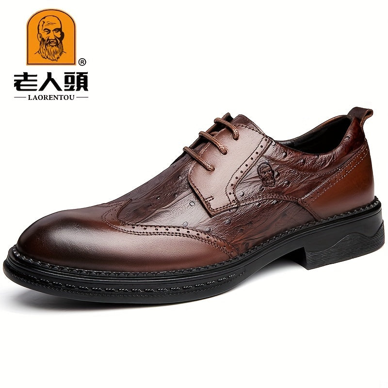 LAORENTOU Men's Brogue Leather Derby Shoes
