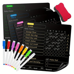 4pcs Magnetic Calendar Watch 8pcs Markers 1pc Eraser board Eraser Random