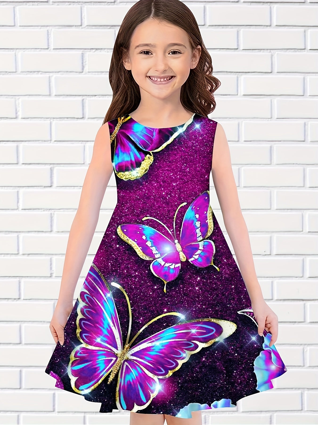 Girls 3D Print Butterfly Princess Dress
