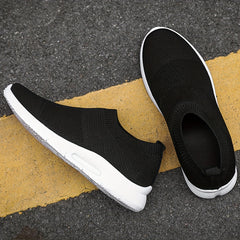 Breathable Knit Sneakers Comfortable Slip-on Shoes Women's Casual Solid Shoes