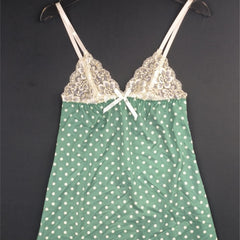 Lace Slip Nightdress Sexy V Neck Polka Dot Sleep Dress Women's Sleepwear