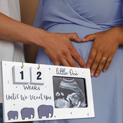 Wooden Ultrasound Photo Frame with Countdown and Reveal Info
