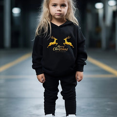 Girls 2pc Cartoon Hooded Sweatshirt & Solid Sweatpants Set