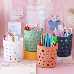 Hollow Stars Pen Pencil Pot Holder Desk Organizer Office Supplies