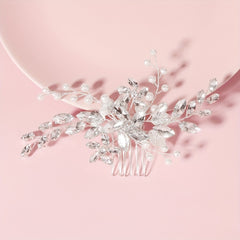 Bridal Hair Comb with Faux Pearl and Crystal Insert