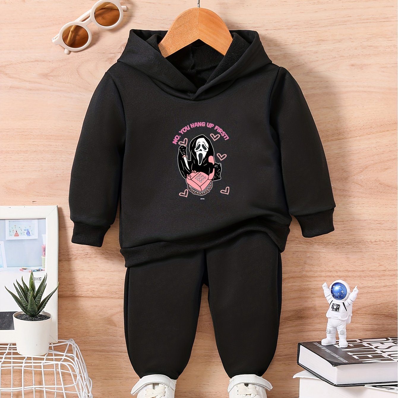 Toddler Halloween Outfit Ghost Calling Up Funny Print Set