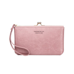 Women's Compact Bifold Wallet Vintage Zipper Kiss Lock Coin Purse