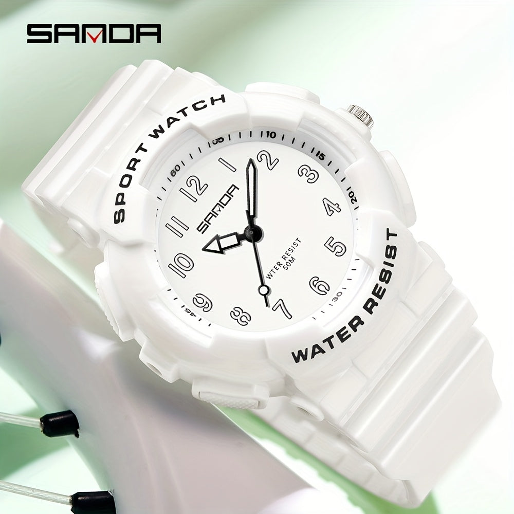 SANDA Unisex Sports Watch Outdoor 5ATM Digital Analog TPU Strap