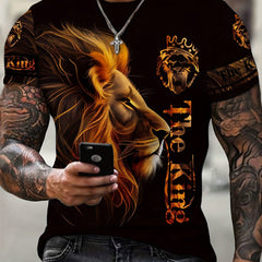 Lion Graphic 3D Print Men's Crew Neck T Shirt Short Sleeve Summer Tee