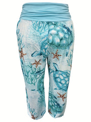 Cartoon Turtle Print Harem Trousers