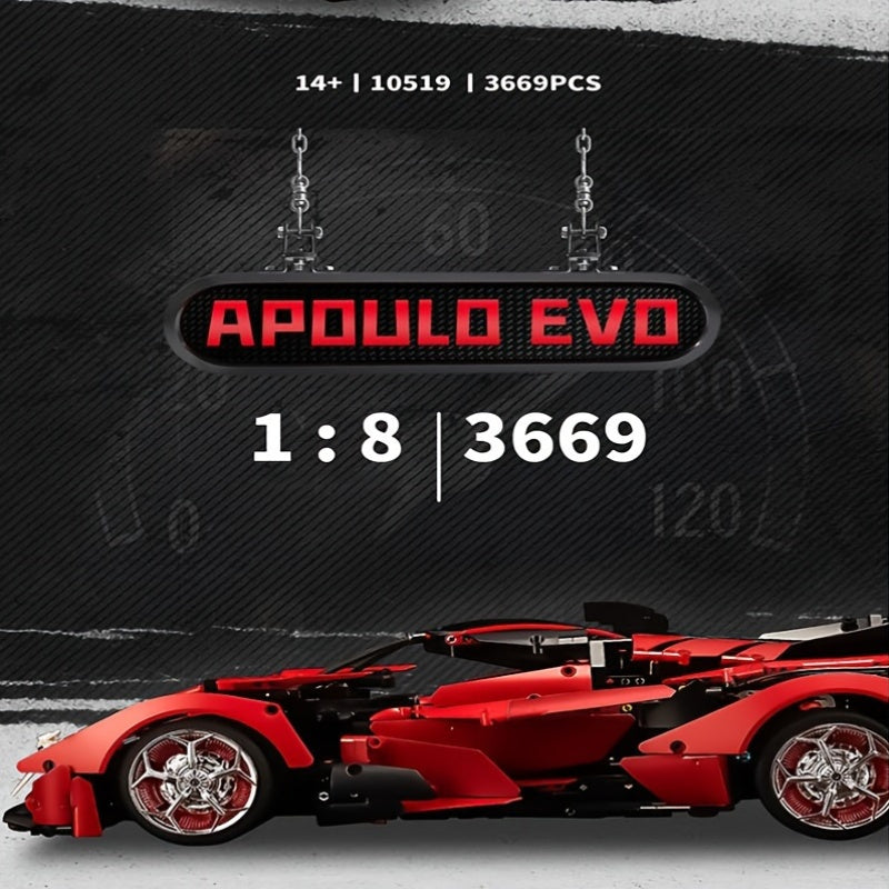 Metal Red Sports Car Model Building Blocks Set
