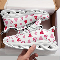 Heart Pattern Athletic Running Shoes - Breathable Mesh Sneakers