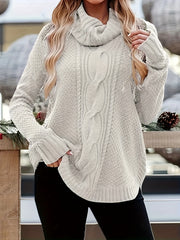 Solid Long Sleeve Turtleneck Pullover Jumper