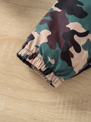 Girls 'Bonjour' Print Hooded Sweatshirt & Camo Cargo Pants Set