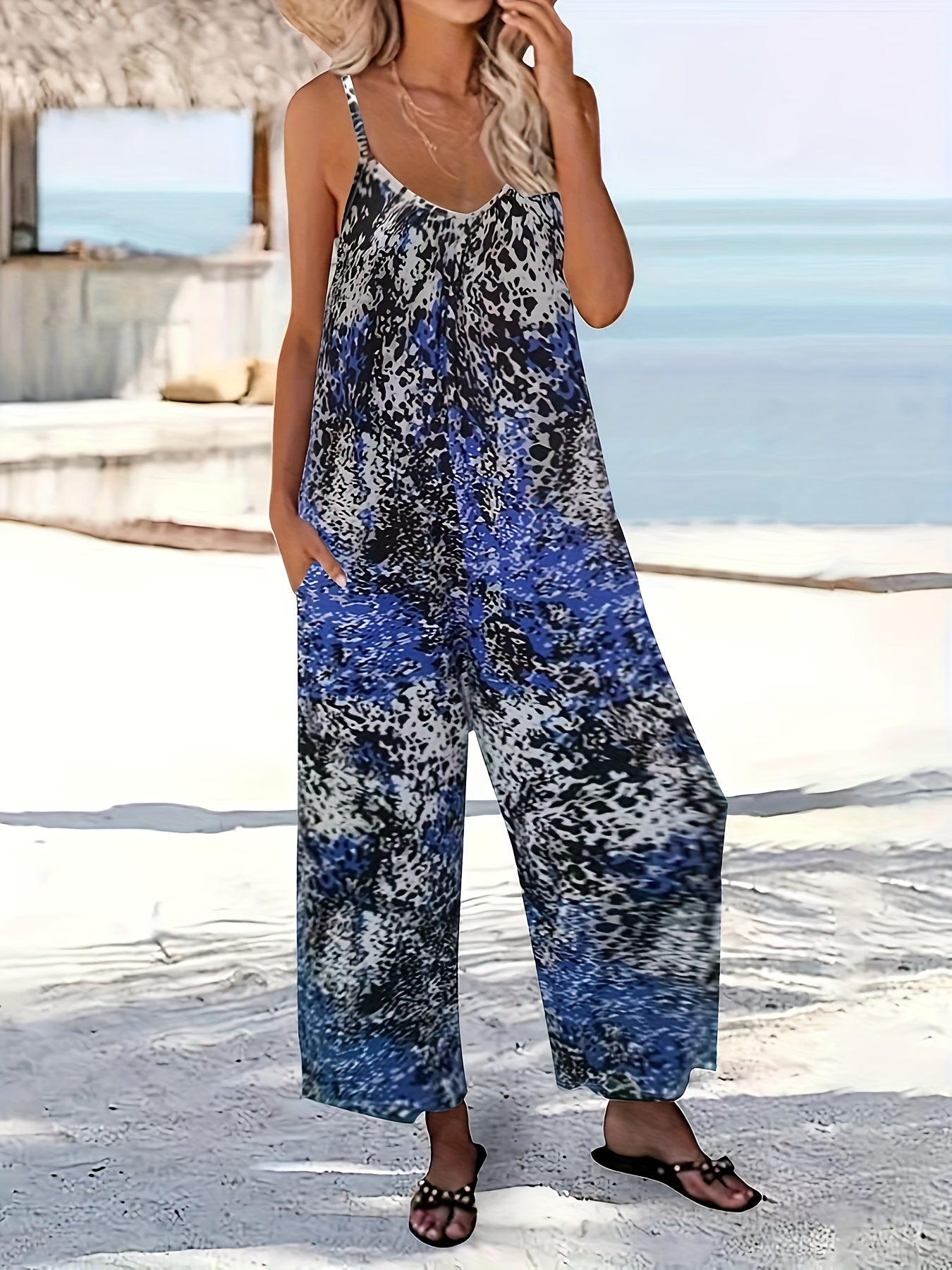 Boho Tie Dye Wide Leg Cami Jumpsuit for Women