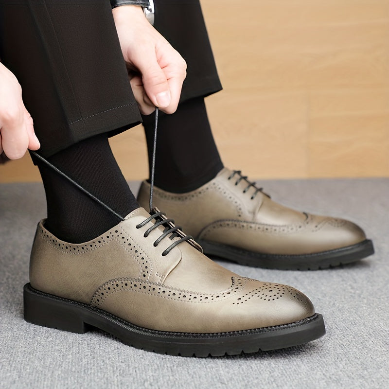 Men's Carved Derby Shoes Non Slip Formal Shoes For Wedding Business