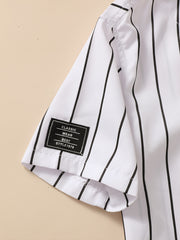 Boys Casual Striped M Embroidered Baseball Shirt Summer Top