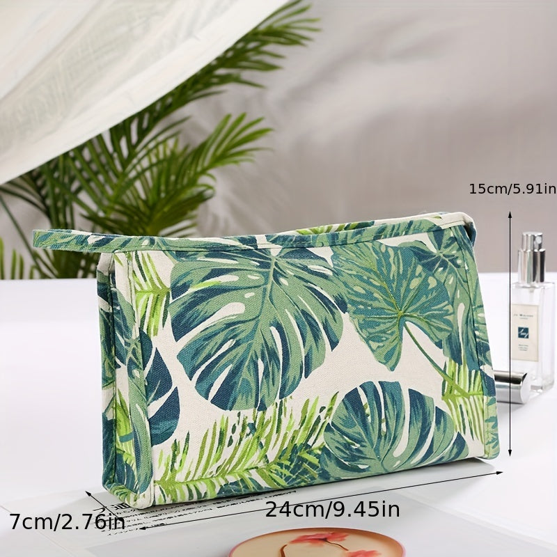 Leaf Print Makeup Bag Portable Cosmetic Organizer