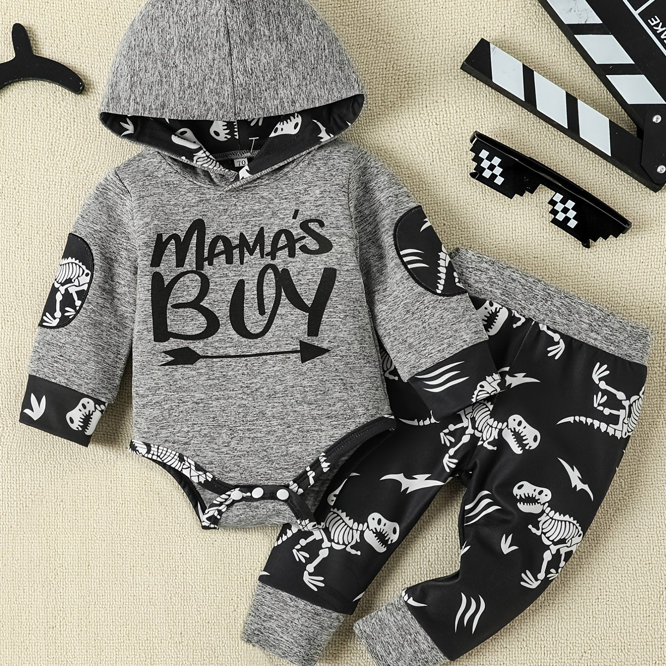 Infant Hooded Romper & Long Sleeve Bodysuit Set