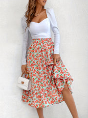 Floral Print Elastic Waist Skirt Casual Skirt For Spring & Summer