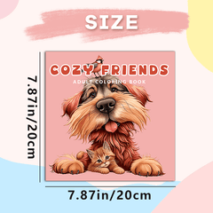 COZY FRIENDS Adult Coloring Book with Dogs & Cats - Perfect Gift for Holidays