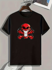 Skull Print Men's Graphic T-shirt for Summer