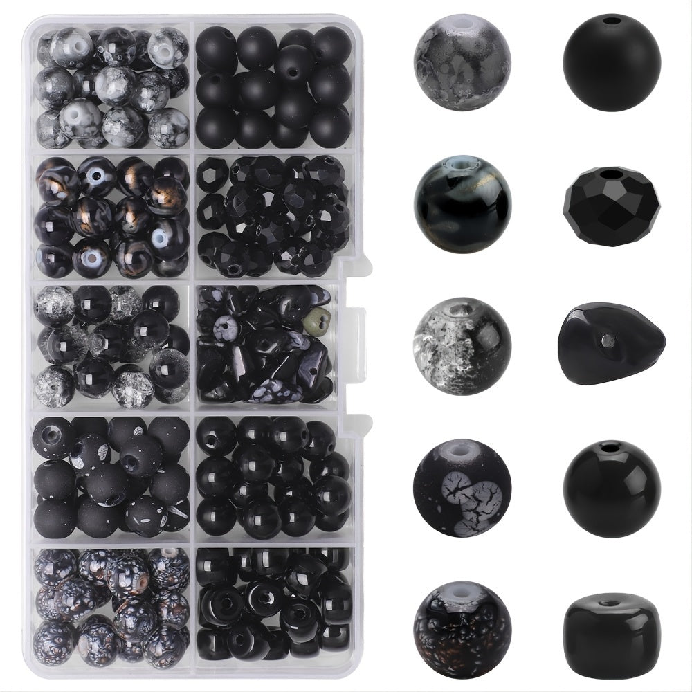 200PCs Glass Beads DIY Jewelry Accessories 10 Grids Boxed