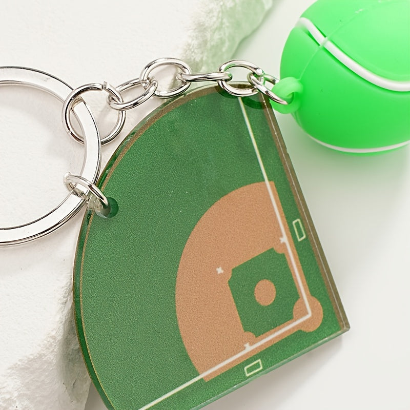 Baseball Field Pendant Keychain for Keys Backpacks Wallets