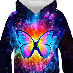 Kids Butterfly 3D Print Hoodie Street Casual Hooded Tops