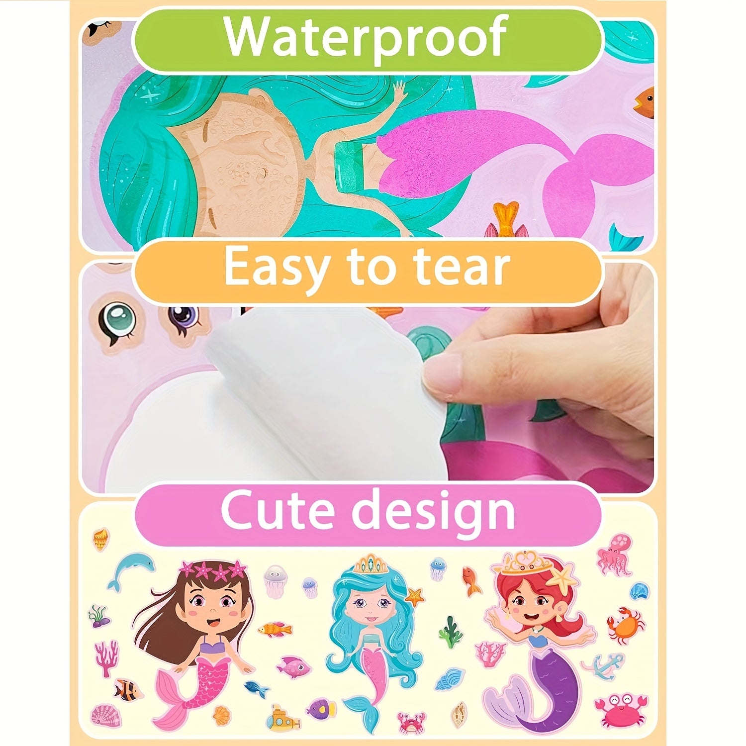 24pcs Mermaid Stickers Make Your Own Mermaid Stickers Party Favors