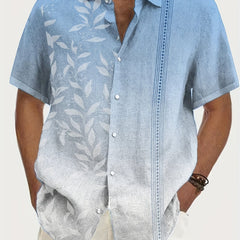 Leaf Print Men's Hawaiian Shirt for Summer Vacation Resort