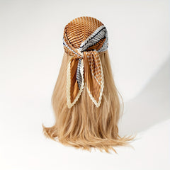Pleated Bandana Silk Neckerchief Scarf Head Wrap Bag Handle Charm