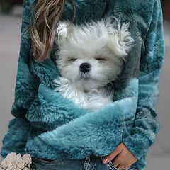 Dog Print Pullover Sweatshirt for Women