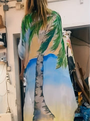 Tropical Palm Tree Print Beachwear 2 Piece Set