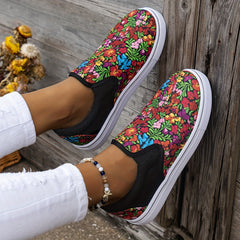 Floral Pattern Sport Shoes Lightweight and Breathable Low Top Women's Footwear