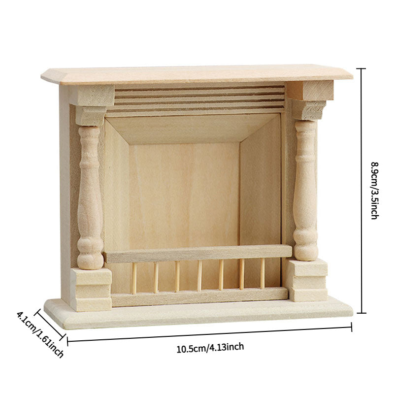 1:12 Scale Mini Wooden Fireplace Model DIY Dollhouse Furniture Decor
