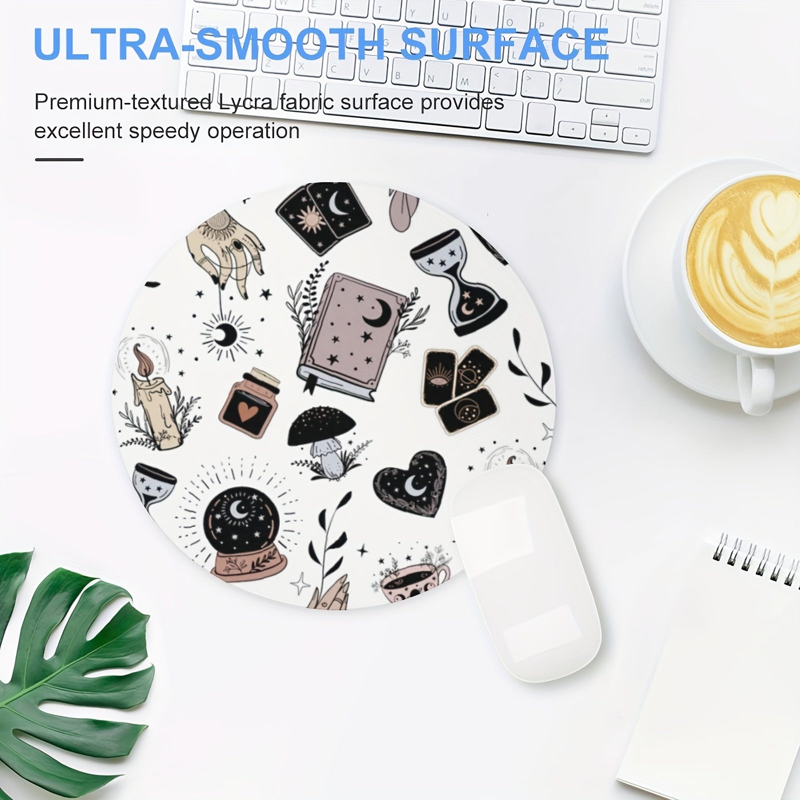 Round Mouse Pads Washable Fabrics Non Slip Rubber Base Computer Mouse Pads
