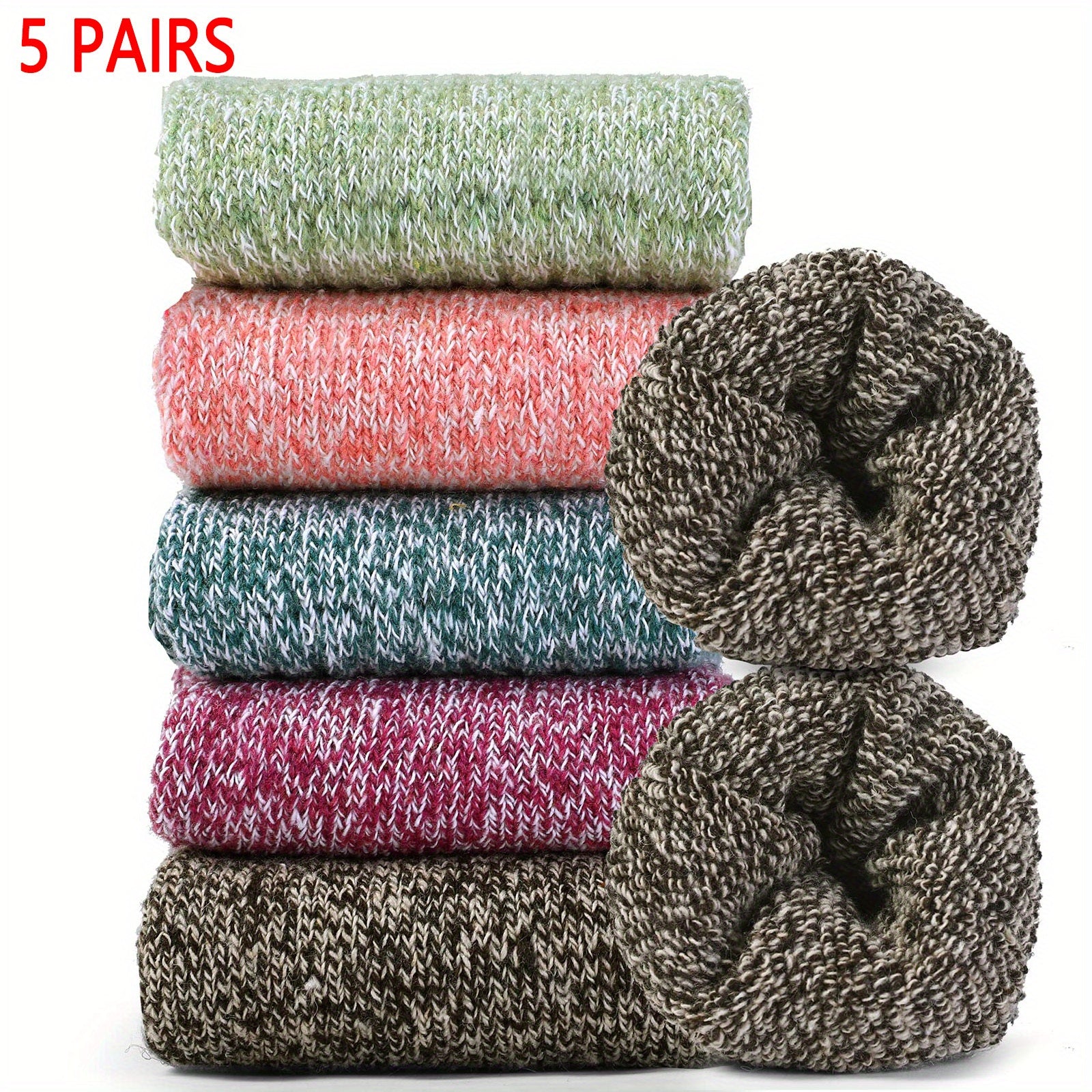 5 Pairs Soft & Warm Crew Socks for Women