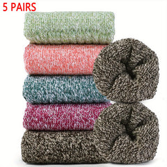 5 Pairs Soft & Warm Crew Socks for Women
